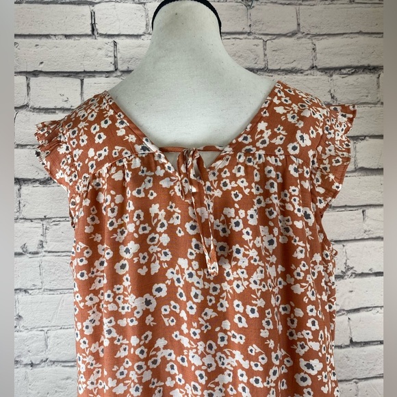 Vera Wang Orange Floral Boho Maxi Dress Sun Dress with Belt size Medium - Picture 9 of 12